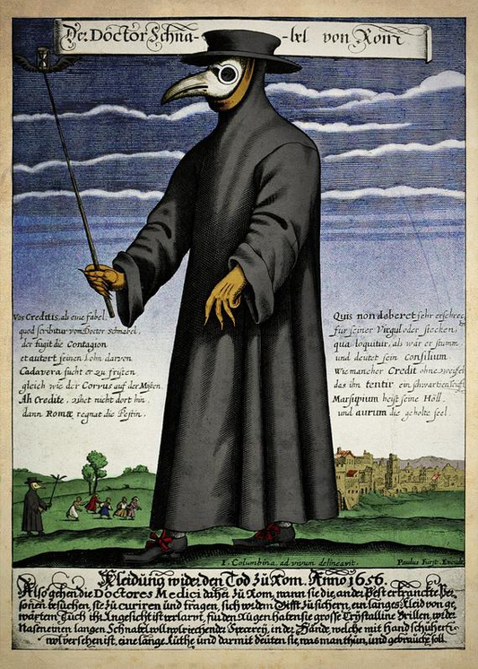 From history of medical apparel: "The beak doctor"
